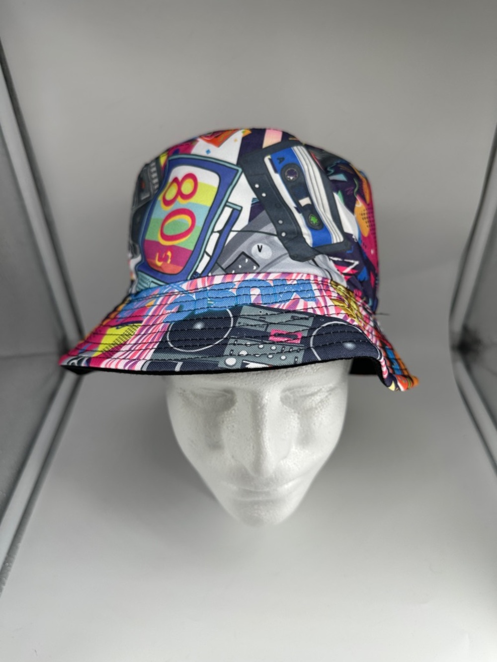 Retro 80s Graphic Bucket Hat - Multicolor